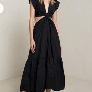 A.L.C. Alexandria Black Cut-Out Midi Dress